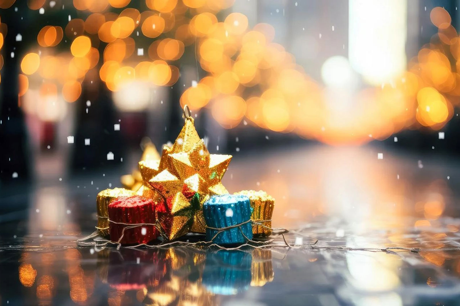 クリスマスオーナメントの星と箱